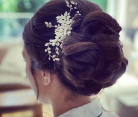 bridal hair up do with tiara hair piece